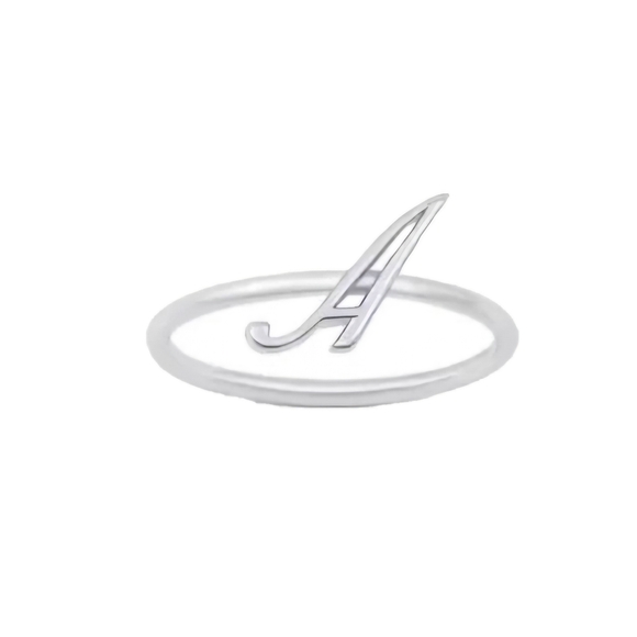 ♥️ DAINTY INITIAL STERLING SILVER RING - Picture 1 of 16